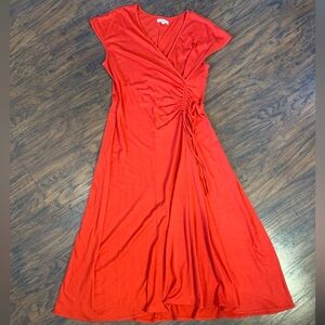 MAX STUDIO Crinkled Tie Faux Wrap Dress